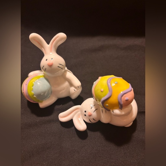 None Other - Ceramic Tumbling Bunnies with Easter Egg